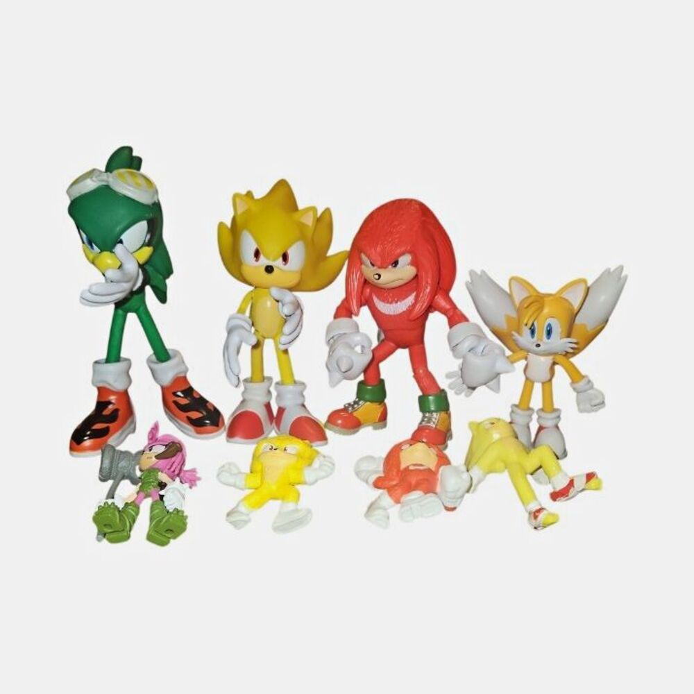 Sonic The Hedgehog Figure Lot 8 Jet Hawk Missing Arm Super Sonic Knuckles Tails